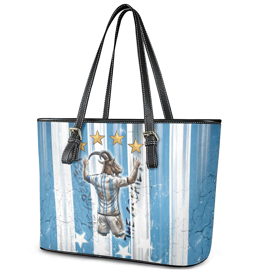 Argentina Football GOAT Leather Tote Bag Four Times World Champions
