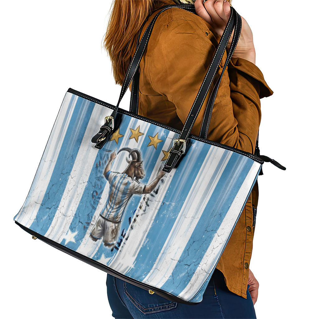 Argentina Football GOAT Leather Tote Bag Four Times World Champions