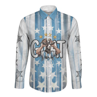Argentina Football GOAT Long Sleeve Button Shirt Four Times World Champions
