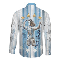 Argentina Football GOAT Long Sleeve Button Shirt Four Times World Champions