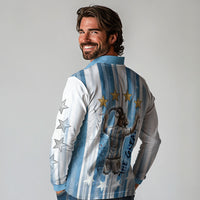 Argentina Football GOAT Long Sleeve Polo Shirt Four Times World Champions