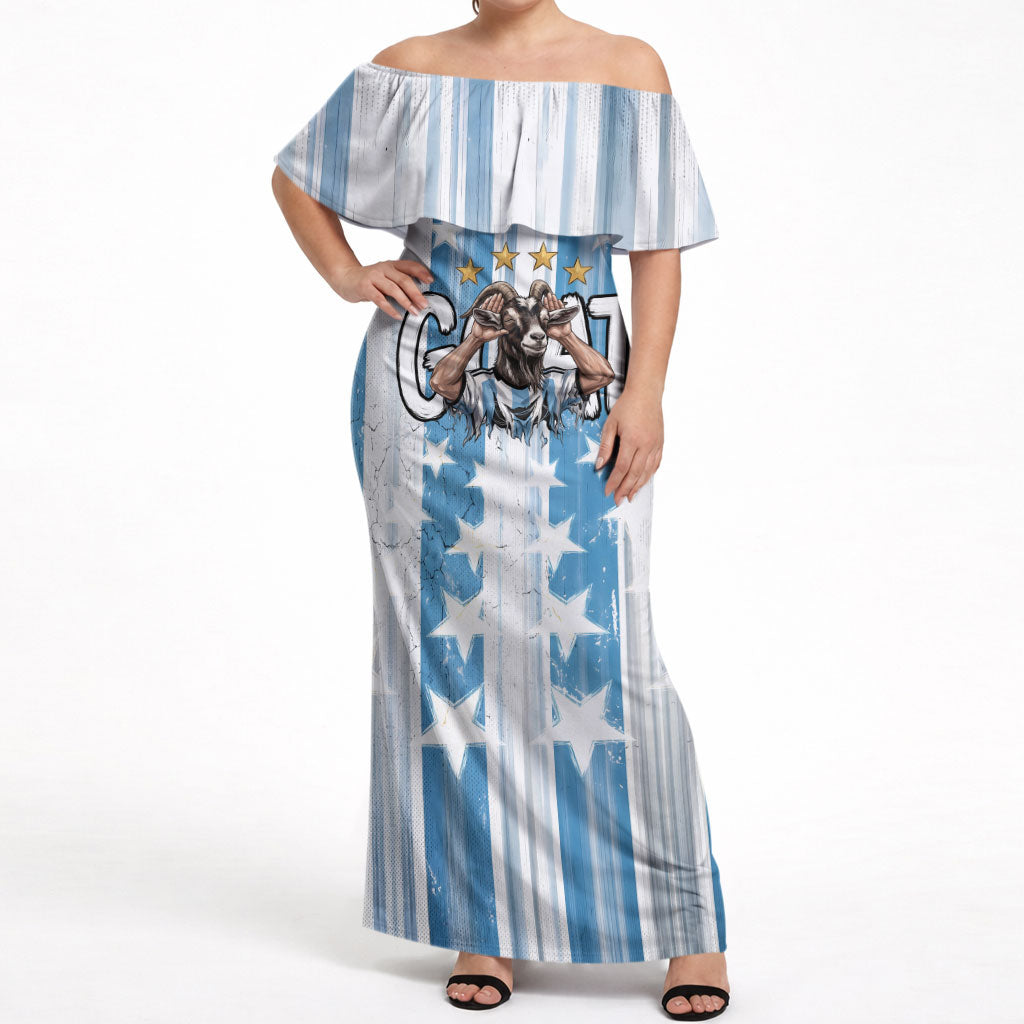 Argentina Football GOAT Off Shoulder Maxi Dress Four Times World Champions
