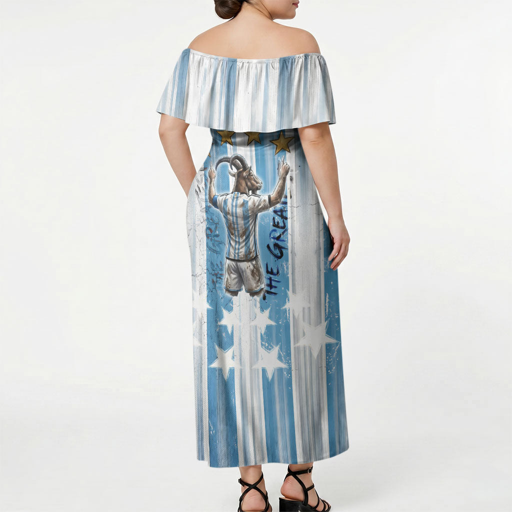 Argentina Football GOAT Off Shoulder Maxi Dress Four Times World Champions