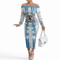 Argentina Football GOAT Off The Shoulder Long Sleeve Dress Four Times World Champions