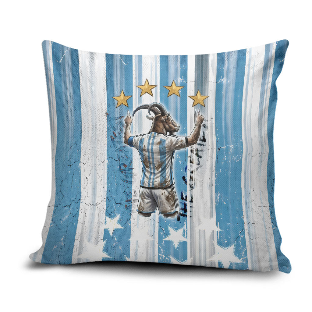 Argentina Football GOAT Pillow Cover Four Times World Champions