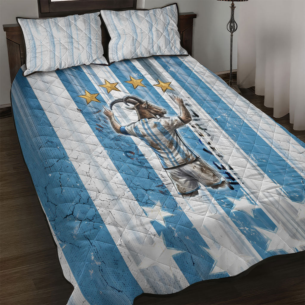 Argentina Football GOAT Quilt Bed Set Four Times World Champions