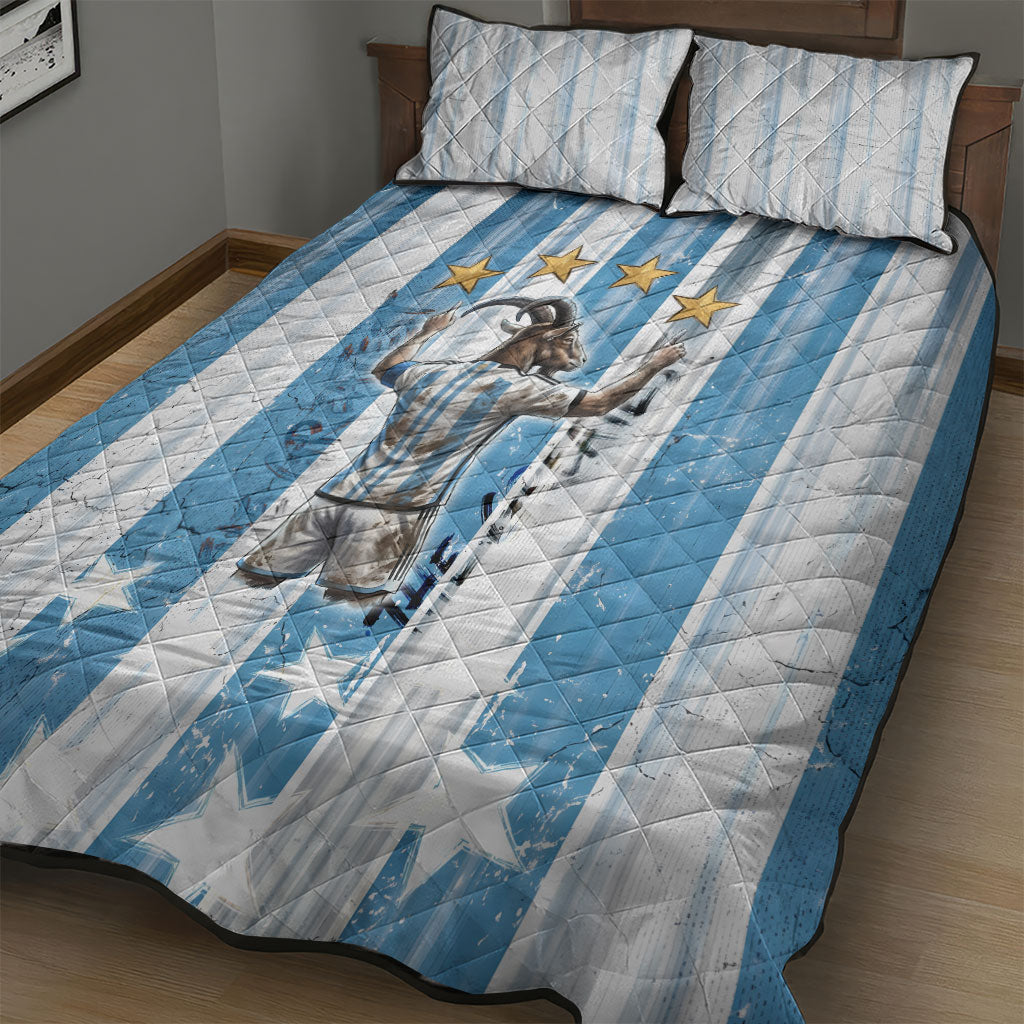 Argentina Football GOAT Quilt Bed Set Four Times World Champions