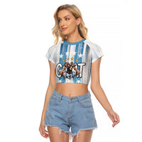Argentina Football GOAT Raglan Cropped T Shirt Four Times World Champions