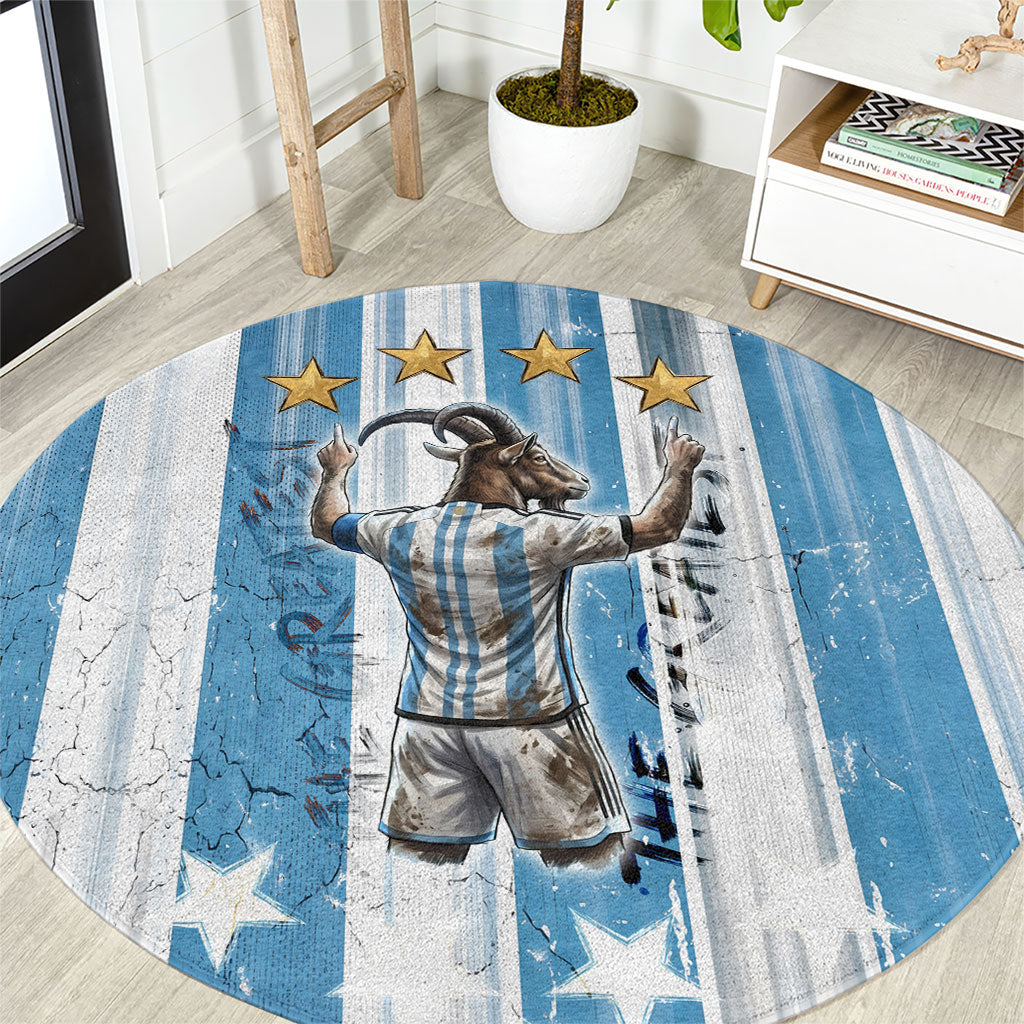 Argentina Football GOAT Round Carpet Four Times World Champions