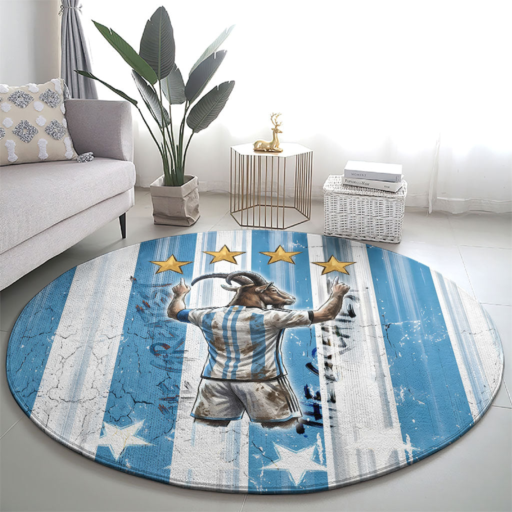 Argentina Football GOAT Round Carpet Four Times World Champions
