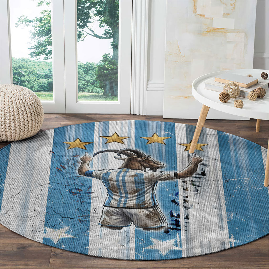 Argentina Football GOAT Round Carpet Four Times World Champions