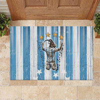 Argentina Football GOAT Rubber Doormat Four Times World Champions