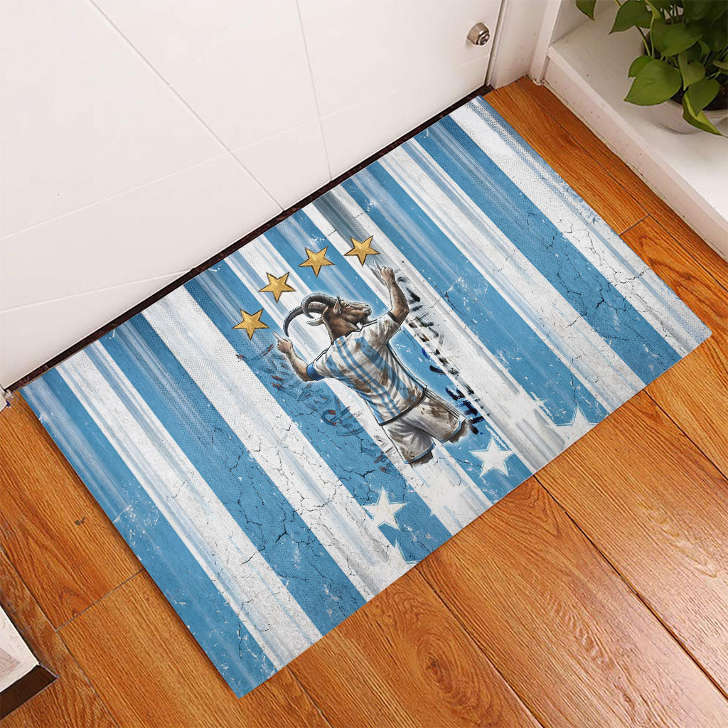 Argentina Football GOAT Rubber Doormat Four Times World Champions