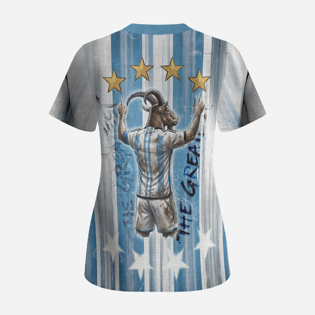 Argentina Football GOAT Scrub Top Four Times World Champions