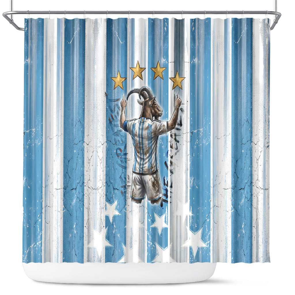 Argentina Football GOAT Shower Curtain Four Times World Champions