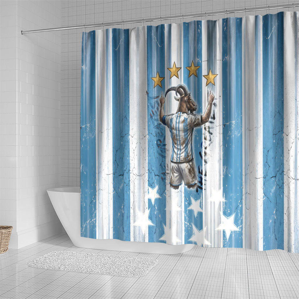 Argentina Football GOAT Shower Curtain Four Times World Champions