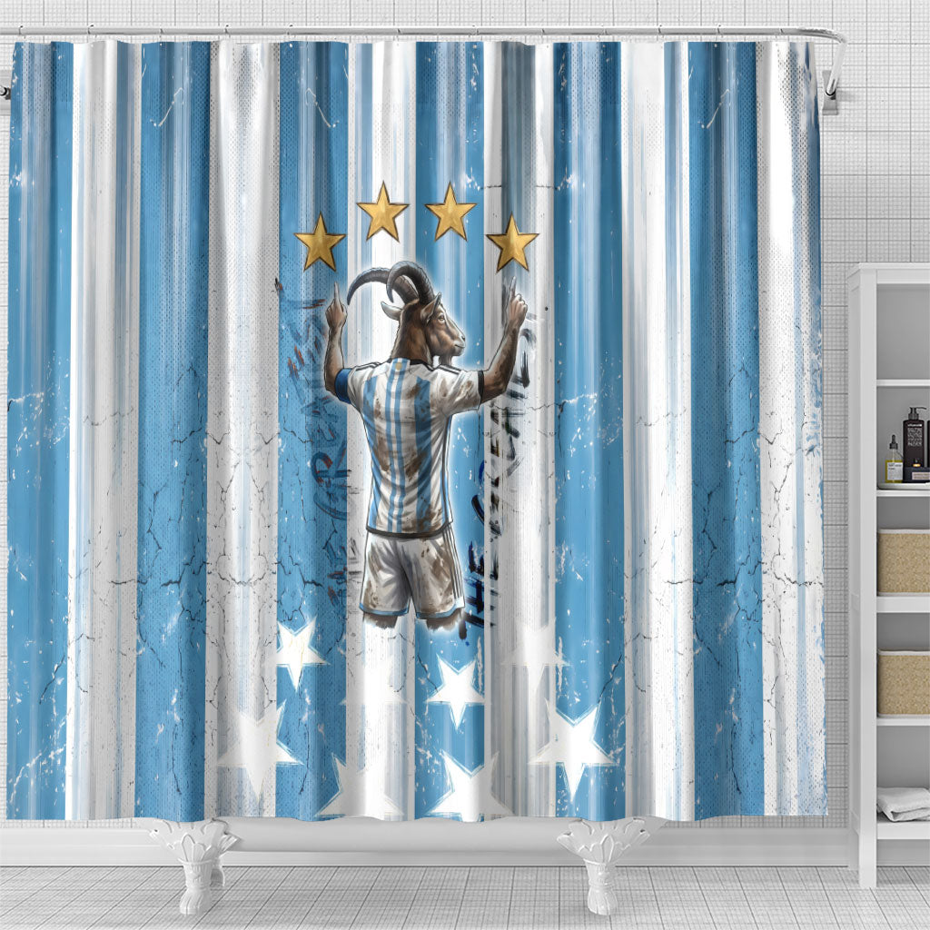 Argentina Football GOAT Shower Curtain Four Times World Champions
