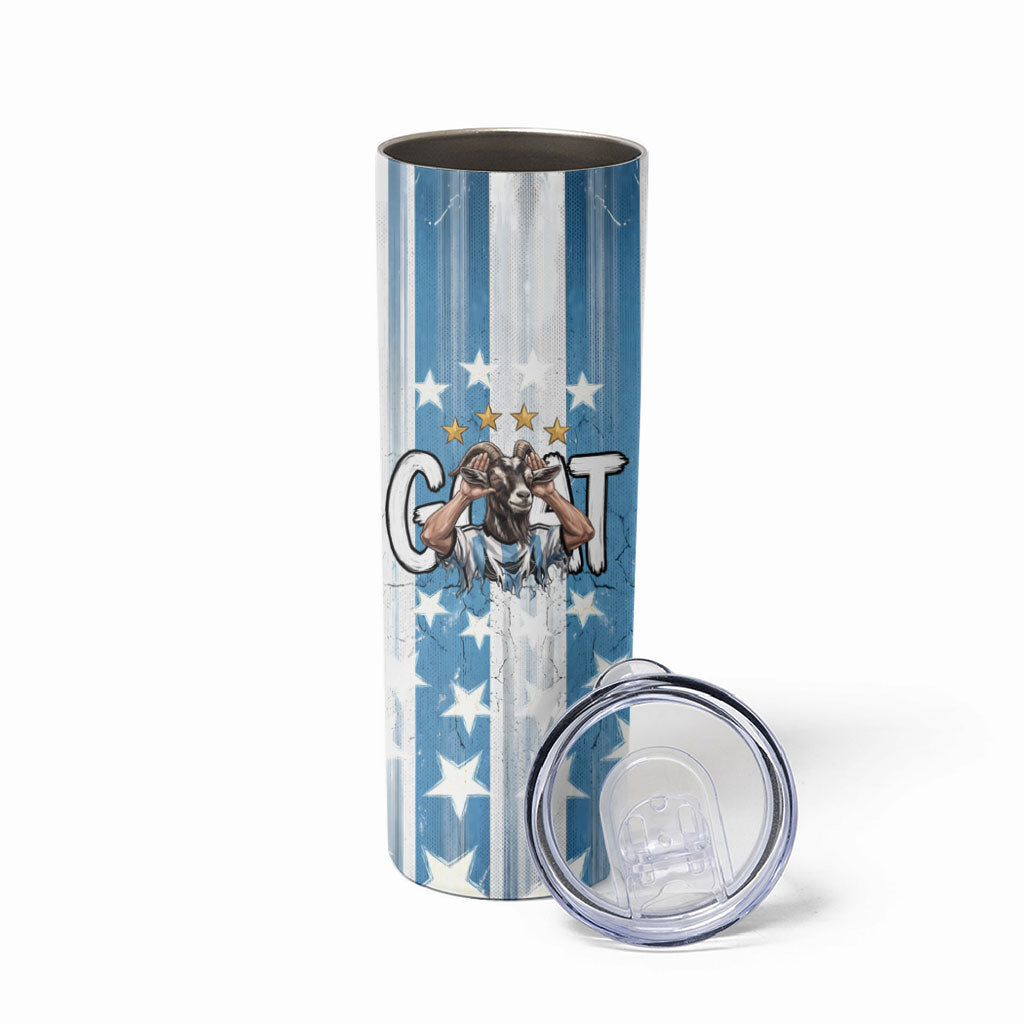 Argentina Football GOAT Skinny Tumbler Four Times World Champions