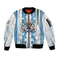 Argentina Football GOAT Sleeve Zip Bomber Jacket Four Times World Champions