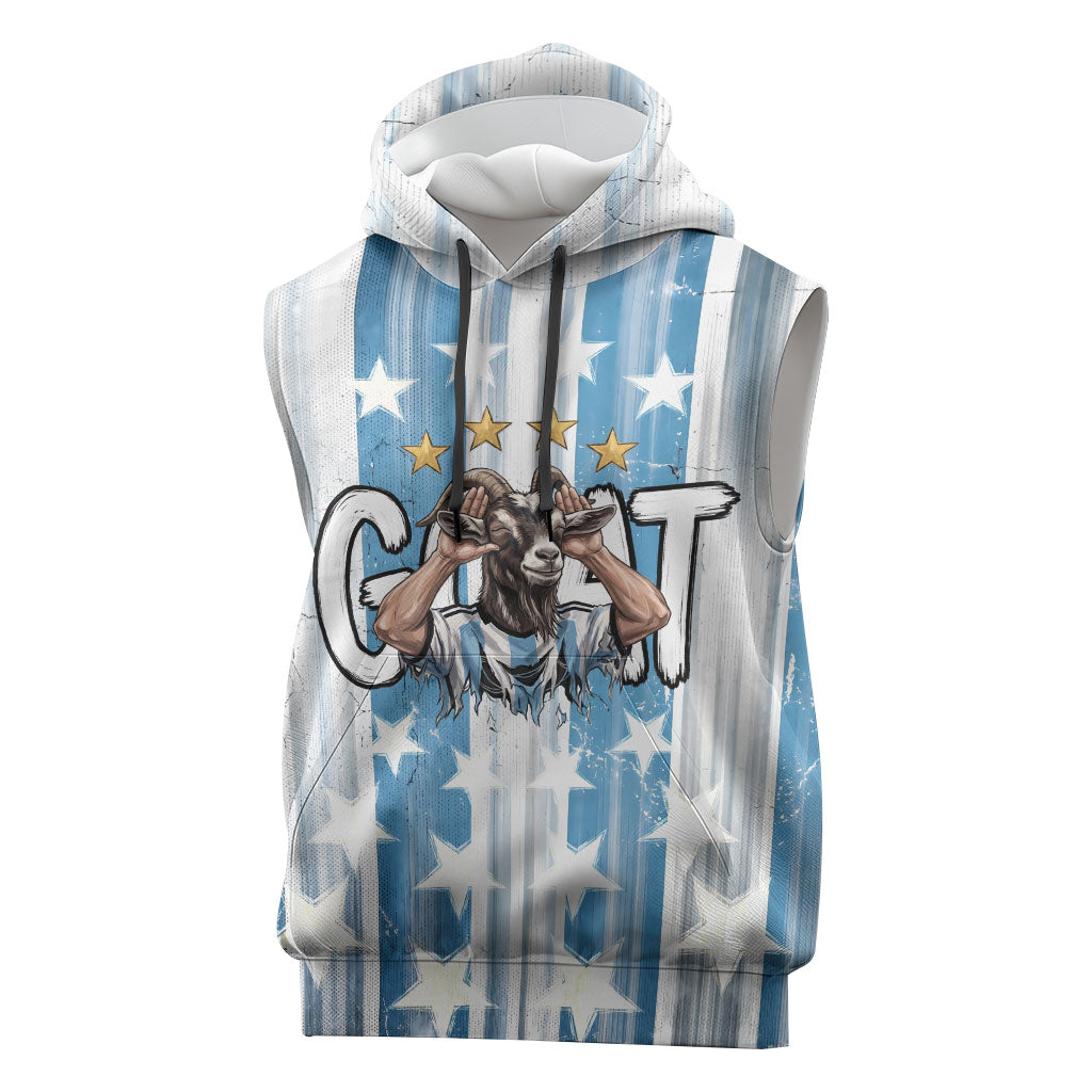 Argentina Football GOAT Sleeveless Hoodie Four Times World Champions