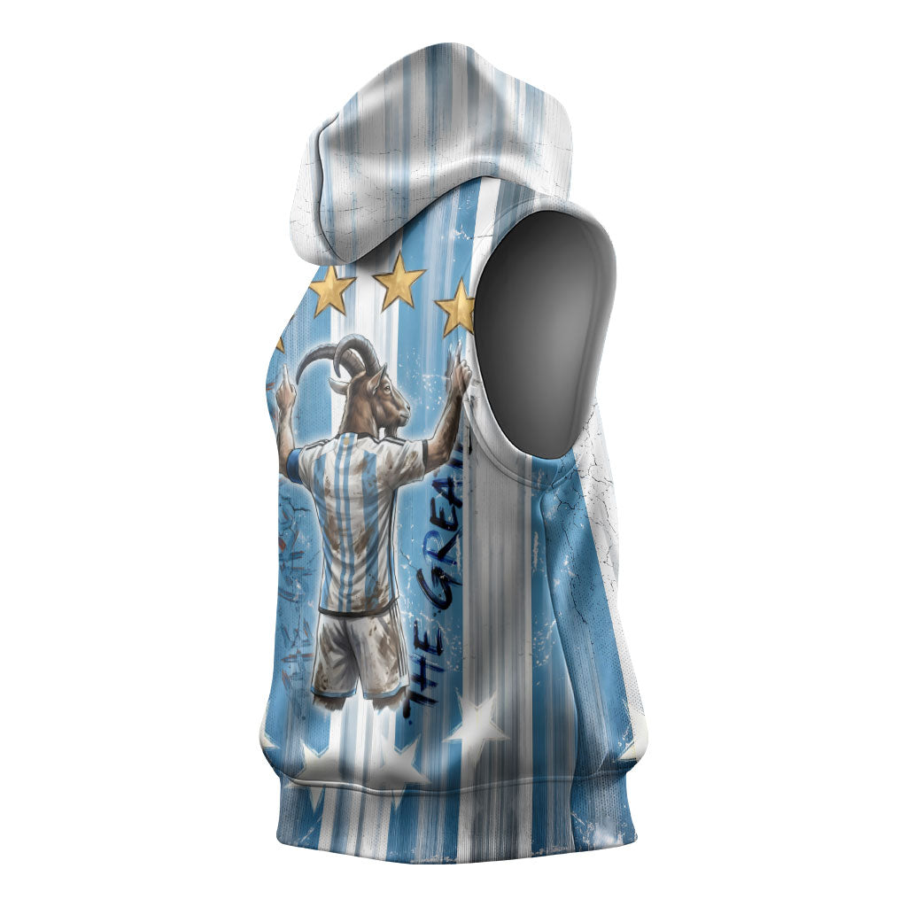 Argentina Football GOAT Sleeveless Hoodie Four Times World Champions