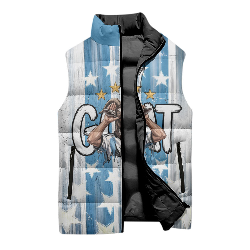 Argentina Football GOAT Sleeveless Puffer Jacket Four Times World Champions