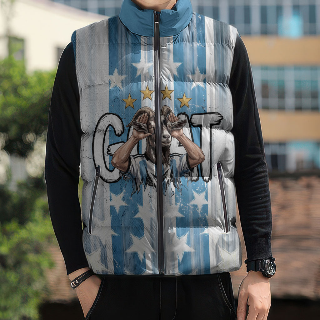 Argentina Football GOAT Sleeveless Puffer Jacket Four Times World Champions