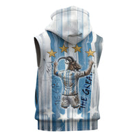 Argentina Football GOAT Sleeveless Zip Hoodie Four Times World Champions
