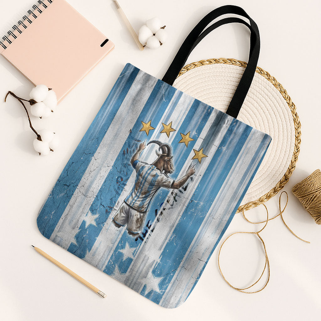 Argentina Football GOAT Tote Bag Four Times World Champions