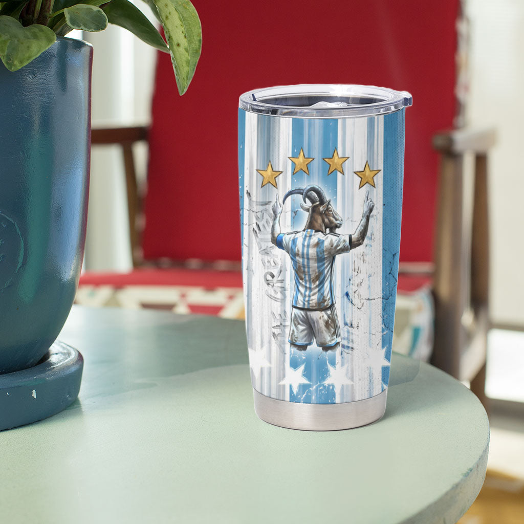 Argentina Football GOAT Tumbler Cup Four Times World Champions