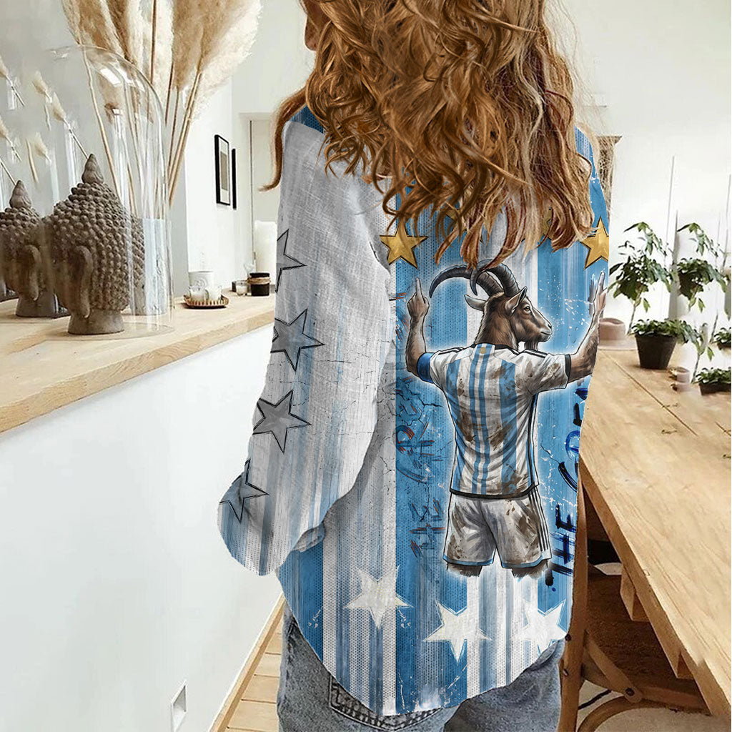 Argentina Football GOAT Women Casual Shirt Four Times World Champions