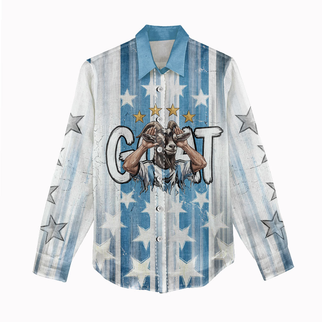 Argentina Football GOAT Women Casual Shirt Four Times World Champions