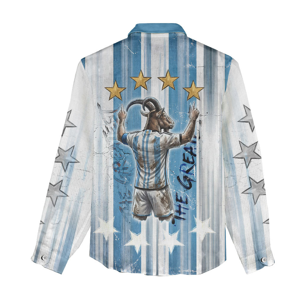 Argentina Football GOAT Women Casual Shirt Four Times World Champions