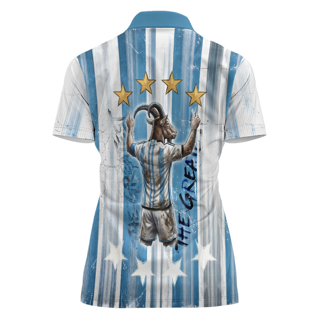 Argentina Football GOAT Women Polo Shirt Four Times World Champions