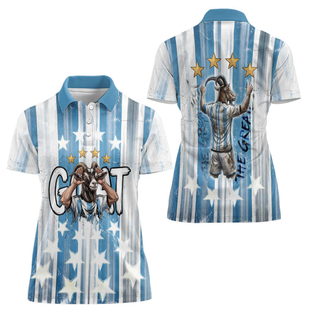 Argentina Football GOAT Women Polo Shirt Four Times World Champions