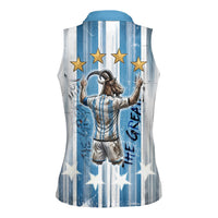 Argentina Football GOAT Women Sleeveless Polo Shirt Four Times World Champions