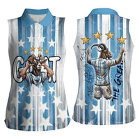Argentina Football GOAT Women Sleeveless Polo Shirt Four Times World Champions