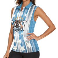 Argentina Football GOAT Women Sleeveless Polo Shirt Four Times World Champions