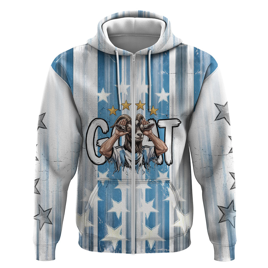 Argentina Football GOAT Zip Hoodie Four Times World Champions