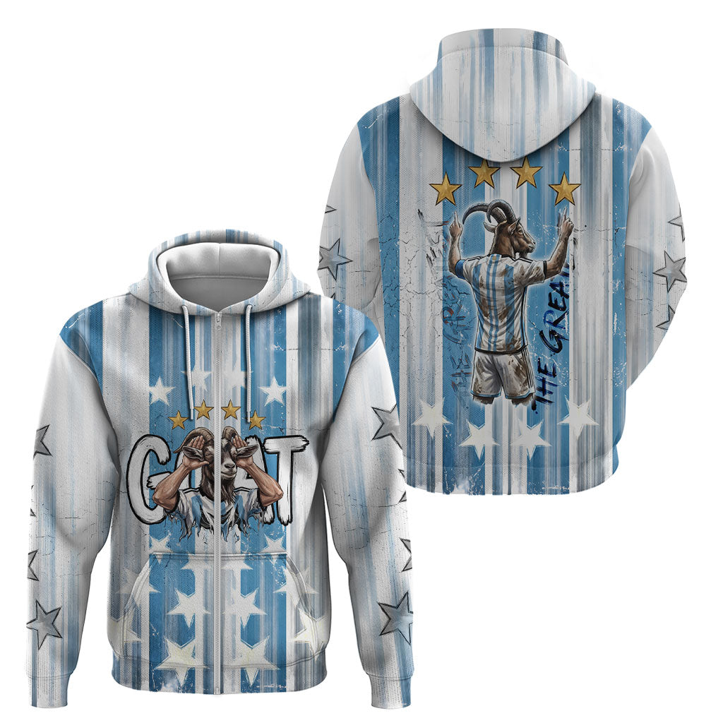Argentina Football GOAT Zip Hoodie Four Times World Champions