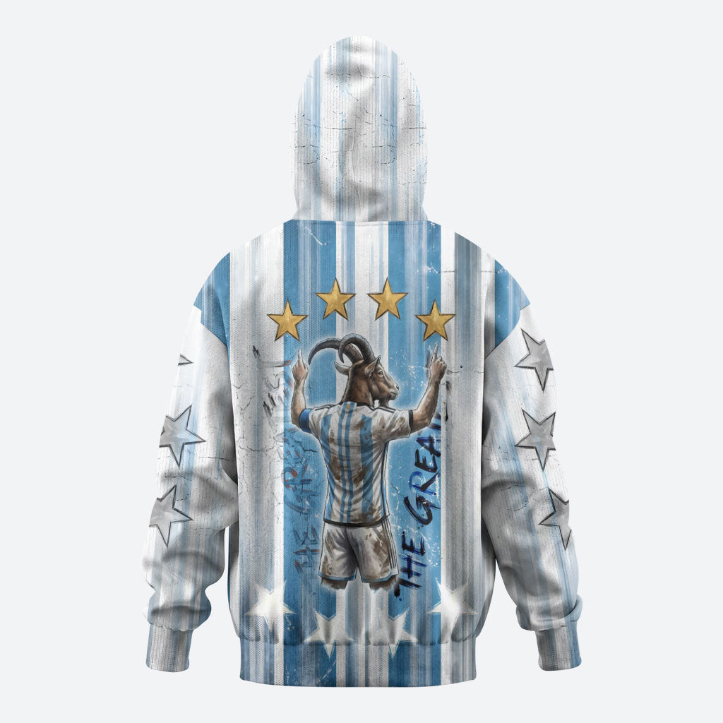 Argentina Football GOAT Zip Hoodie Four Times World Champions
