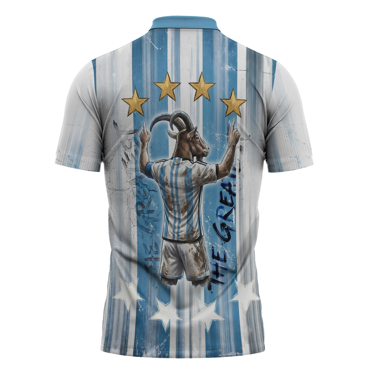 Argentina Football GOAT Zipper Polo Shirt Four Times World Champions