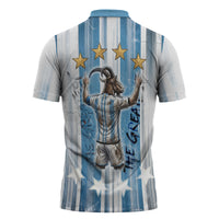 Argentina Football GOAT Zipper Polo Shirt Four Times World Champions