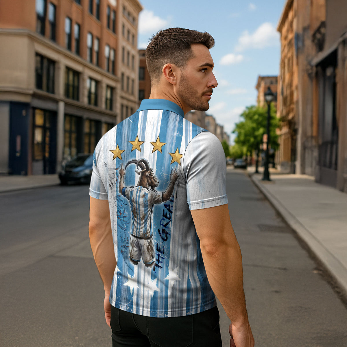 Argentina Football GOAT Zipper Polo Shirt Four Times World Champions