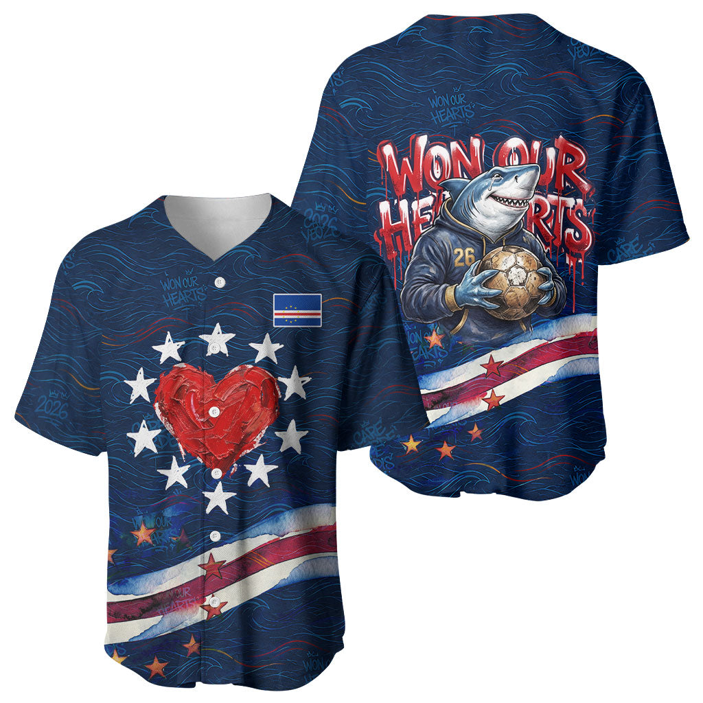 Cape Verde World Football 2026 Baseball Jersey Blue Sharks Won Our Hearts - Oil Paint Style