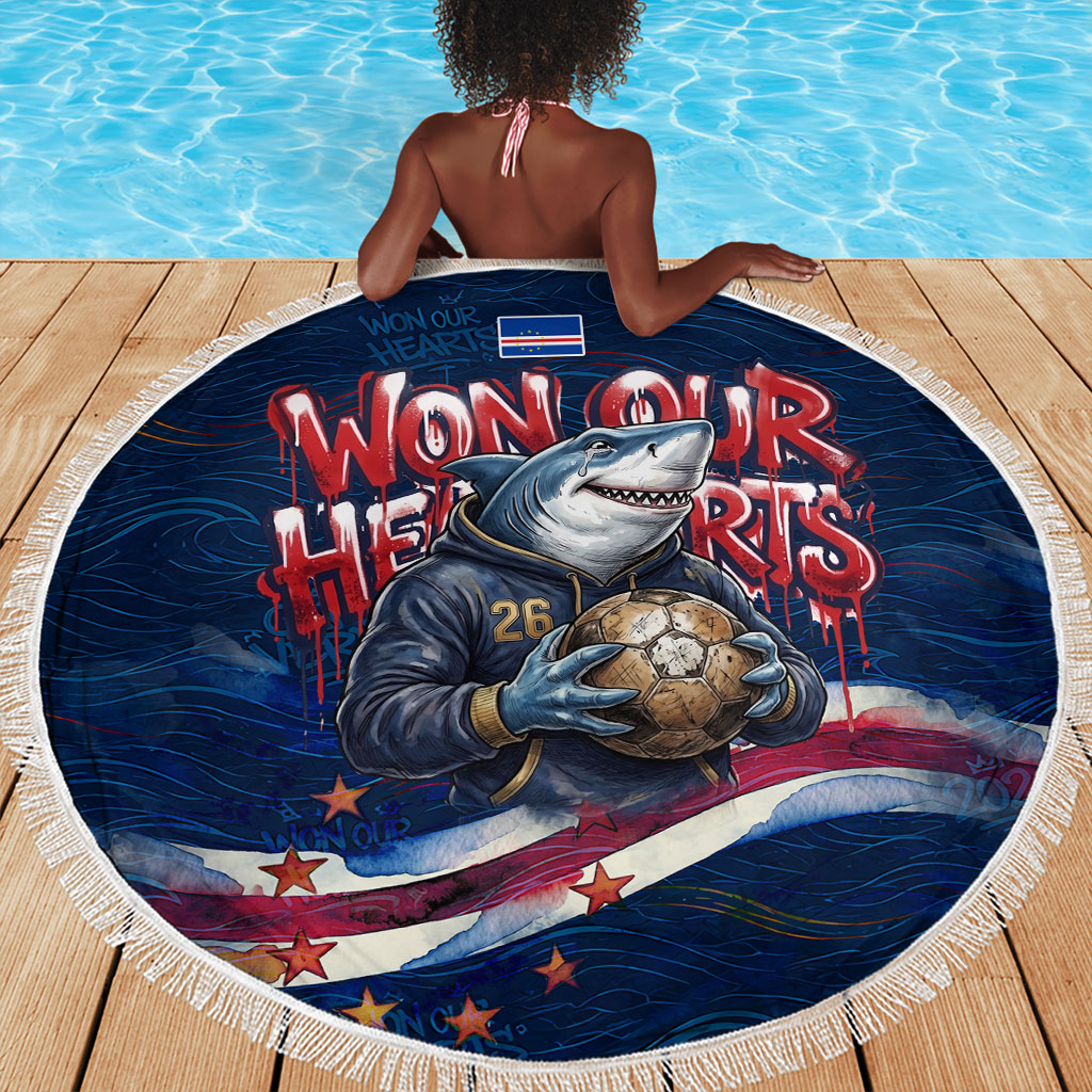 Cape Verde World Football 2026 Beach Blanket Blue Sharks Won Our Hearts - Oil Paint Style