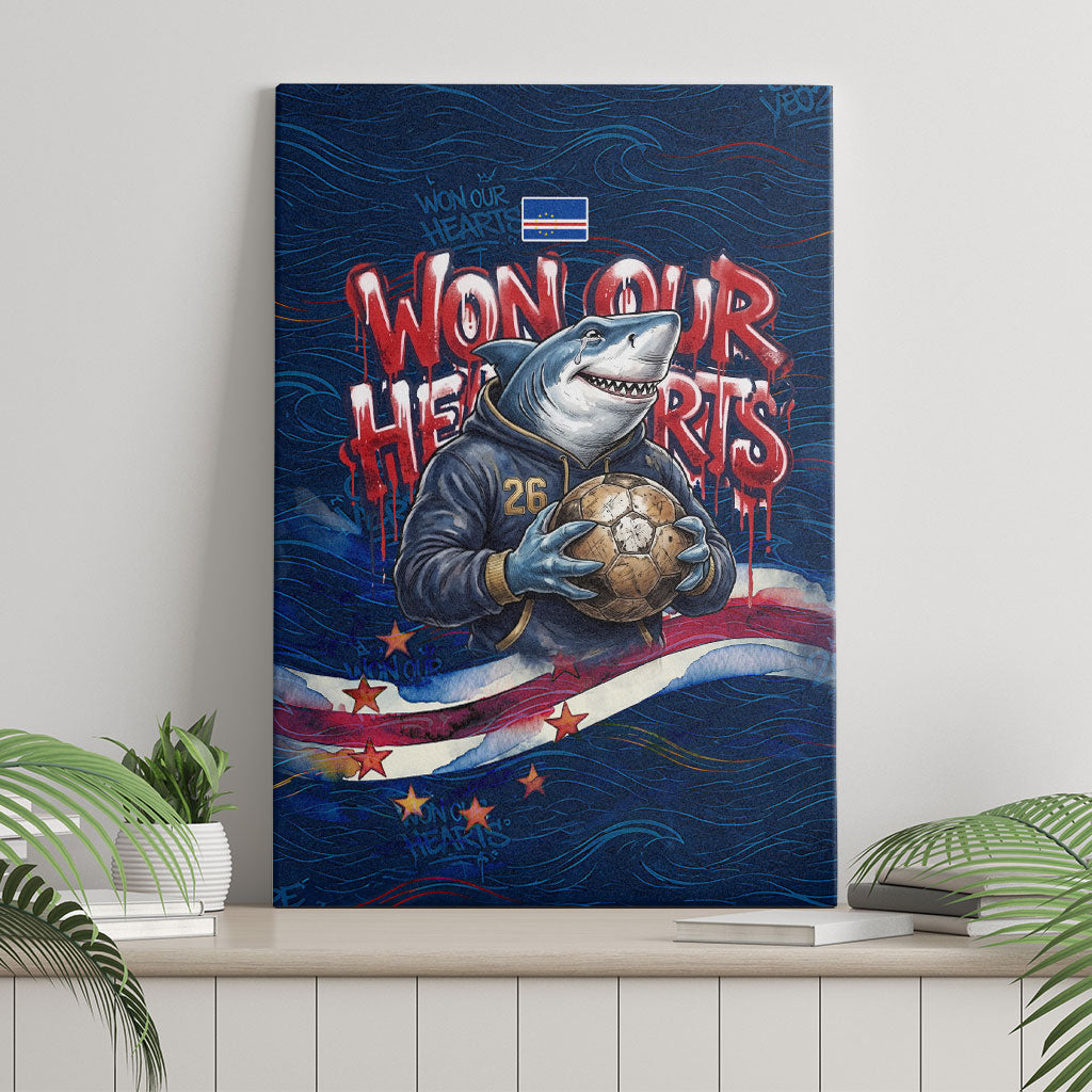Cape Verde World Football 2026 Canvas Wall Art Blue Sharks Won Our Hearts - Oil Paint Style