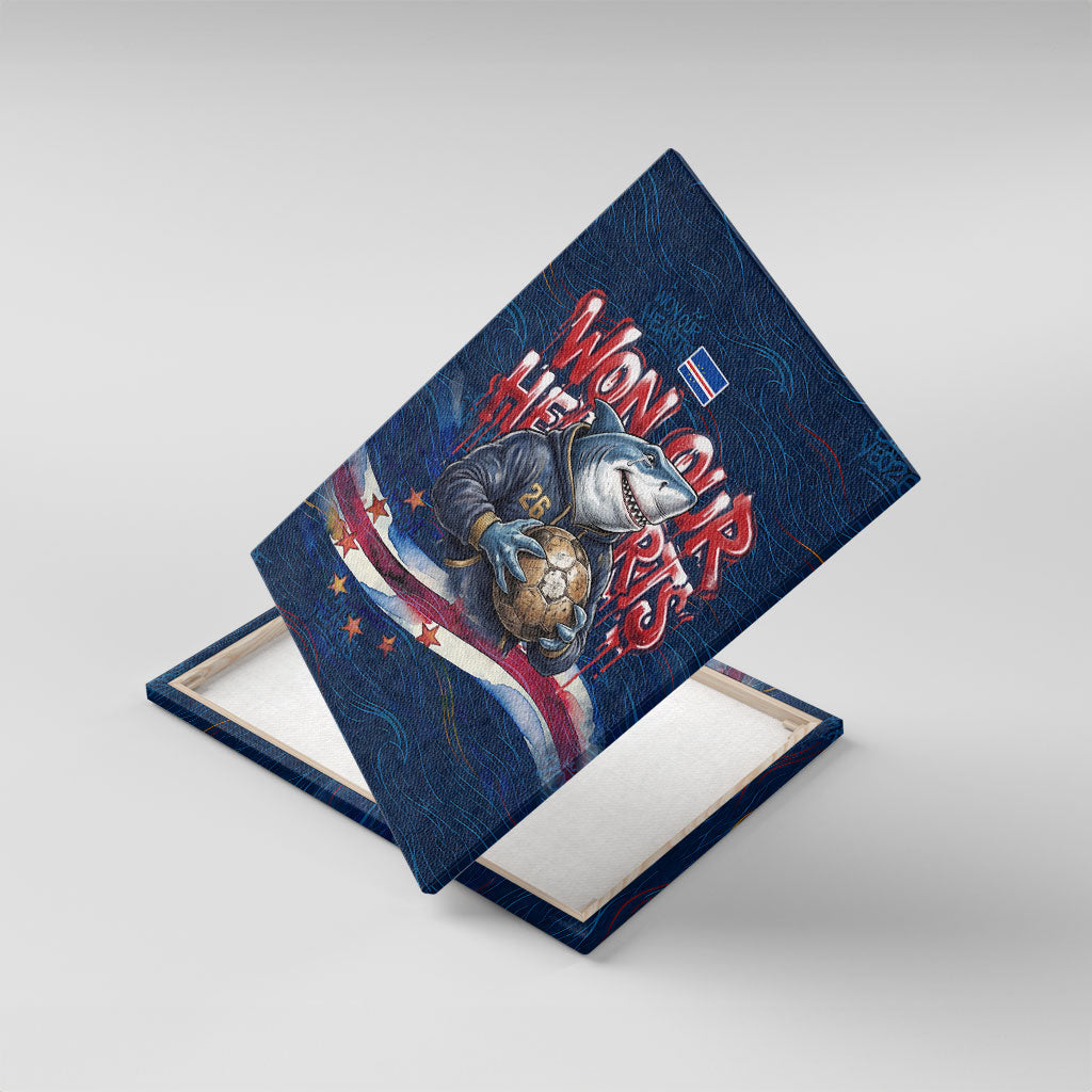 Cape Verde World Football 2026 Canvas Wall Art Blue Sharks Won Our Hearts - Oil Paint Style