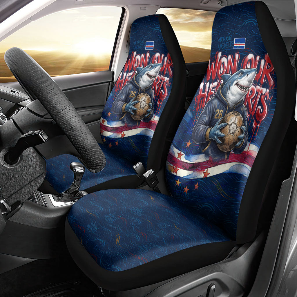 Cape Verde World Football 2026 Car Seat Cover Blue Sharks Won Our Hearts - Oil Paint Style
