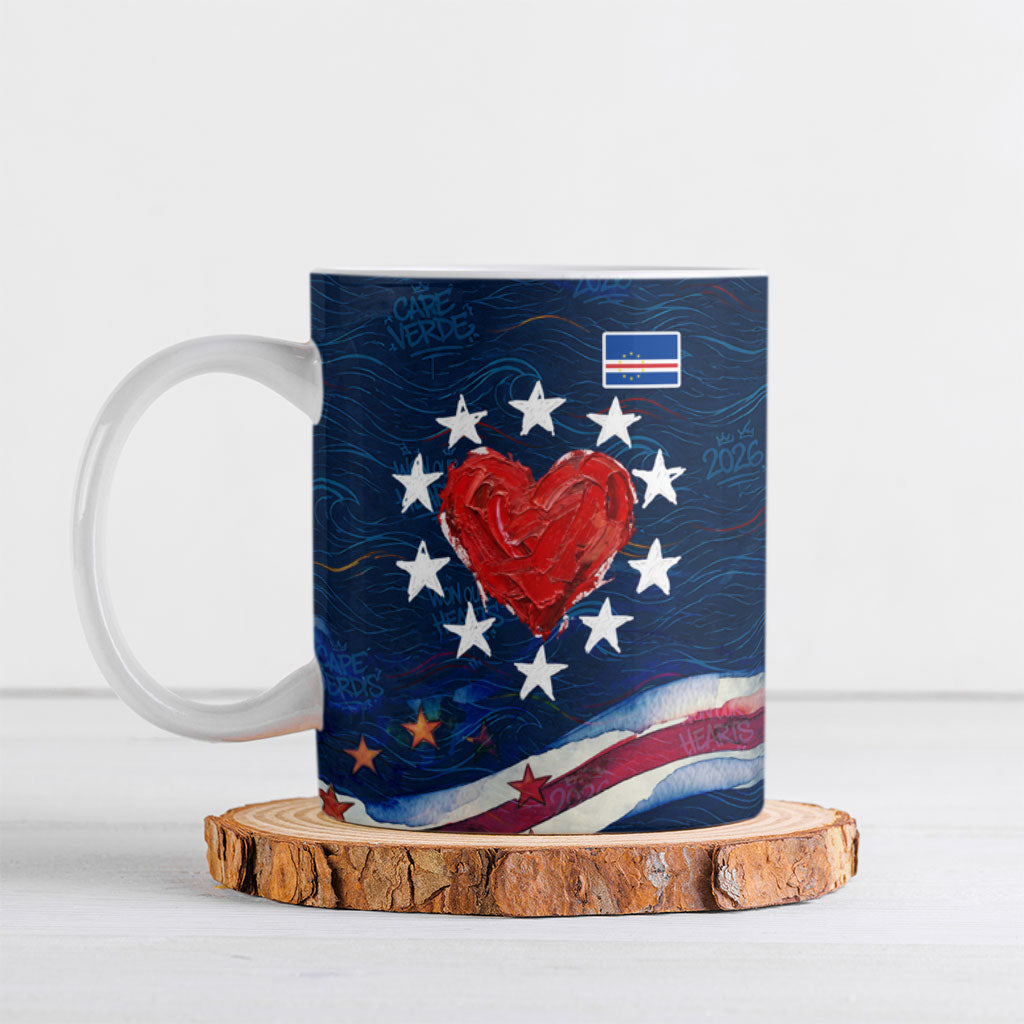 Cape Verde World Football 2026 Ceramic Mug Blue Sharks Won Our Hearts - Oil Paint Style